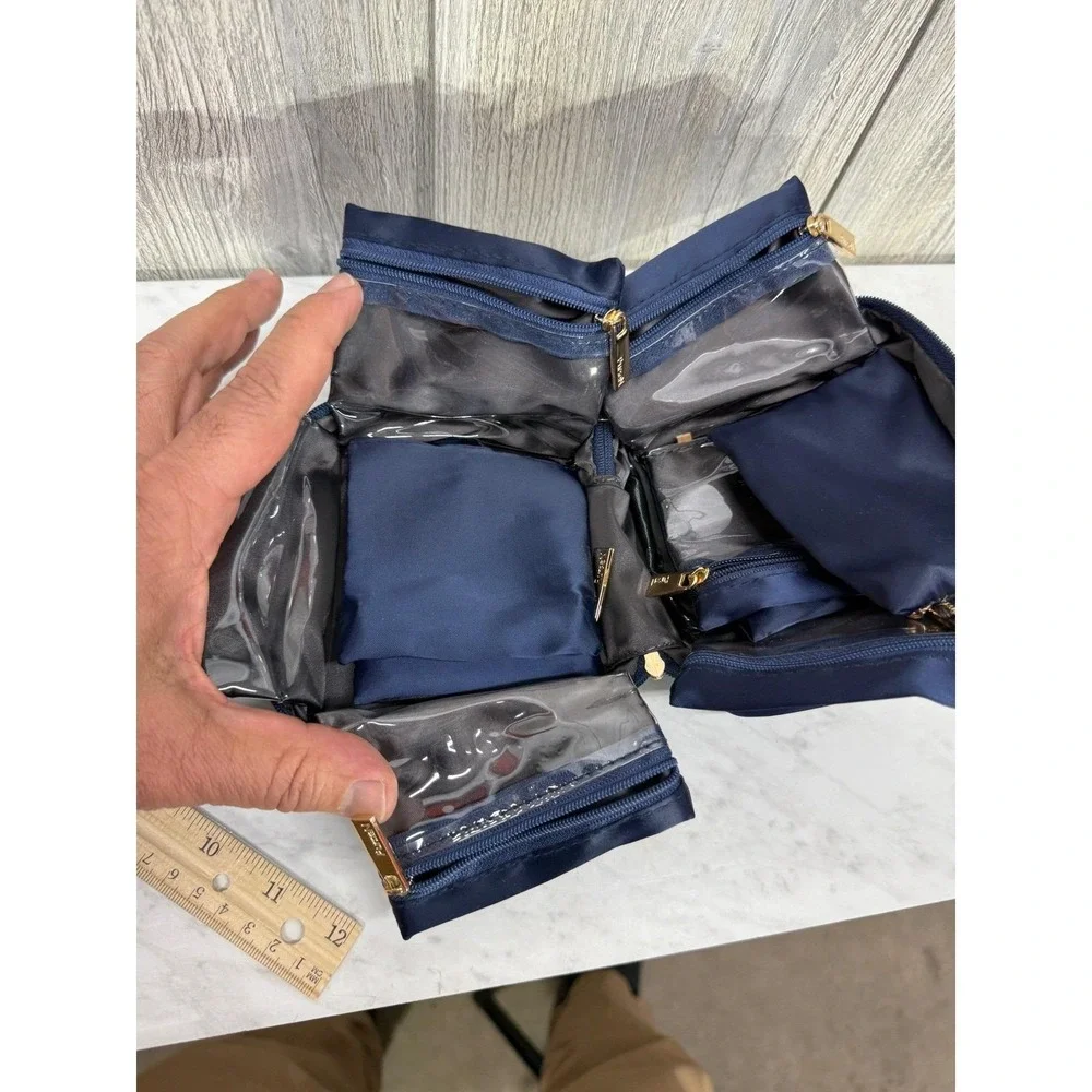 PurseN LittBag Jewelry Organizer Navy Blue Travel Case Gold Hardware Nylon Case